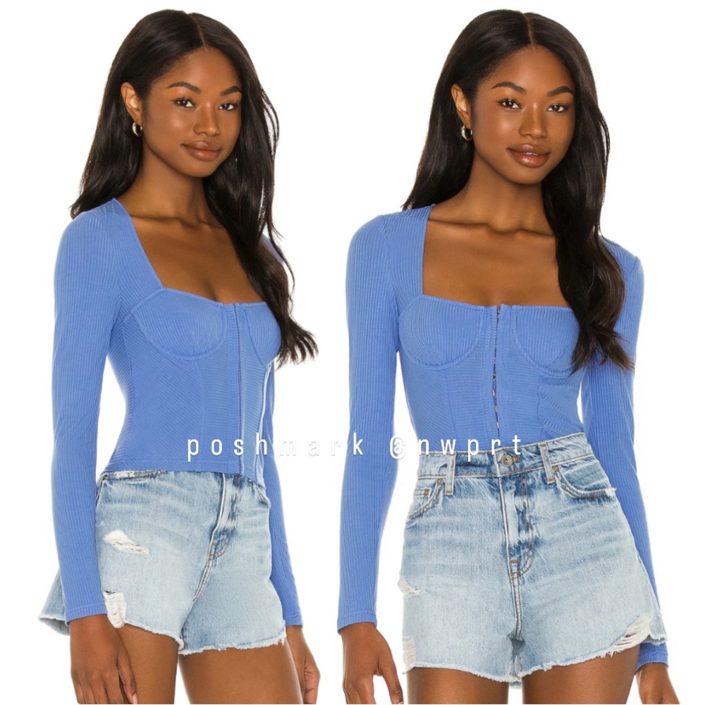 Jonathan Simkhai Blue Crop Top